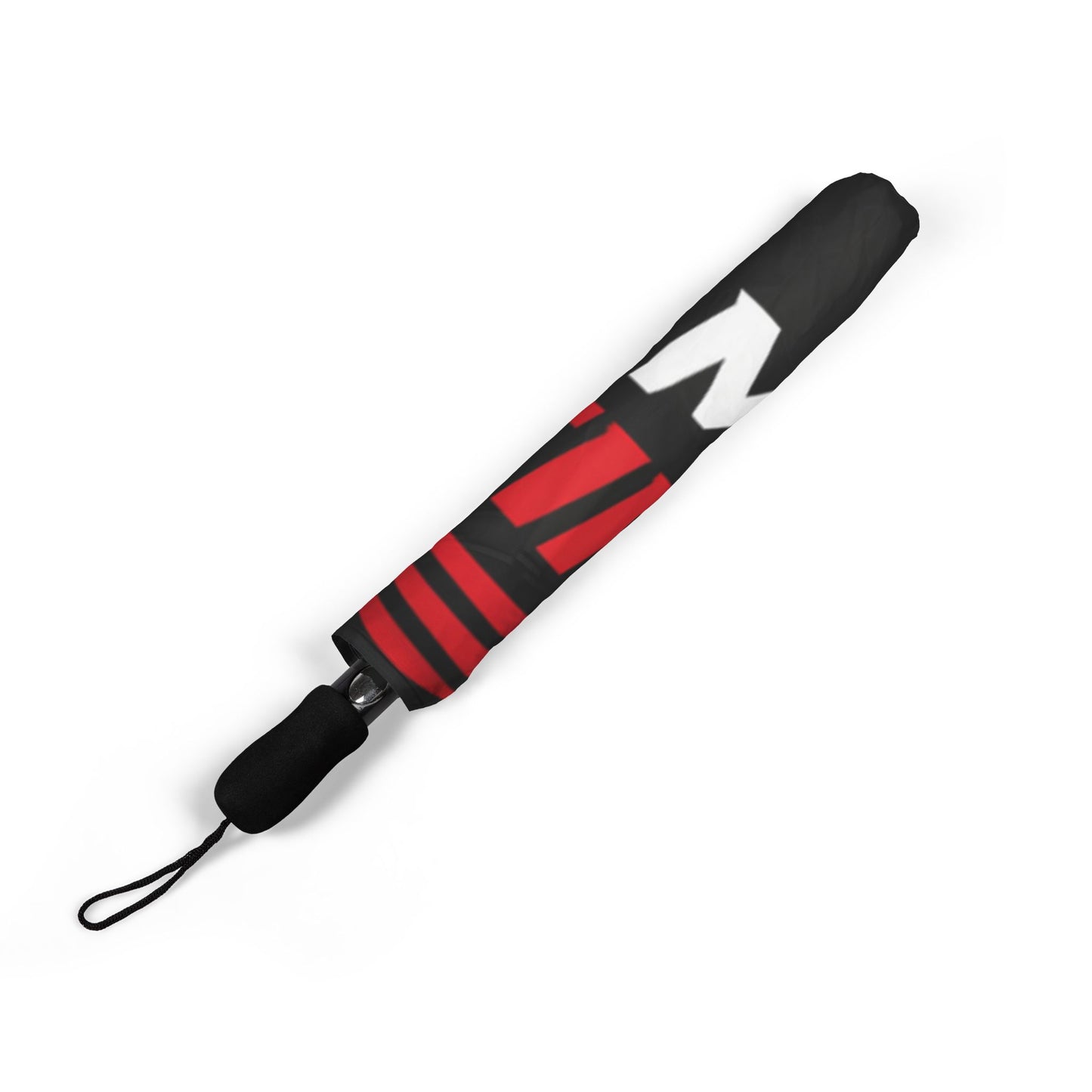 Racing Logo Foldable Umbrella — Black Semi-Automatic Compact Rain Umbrella